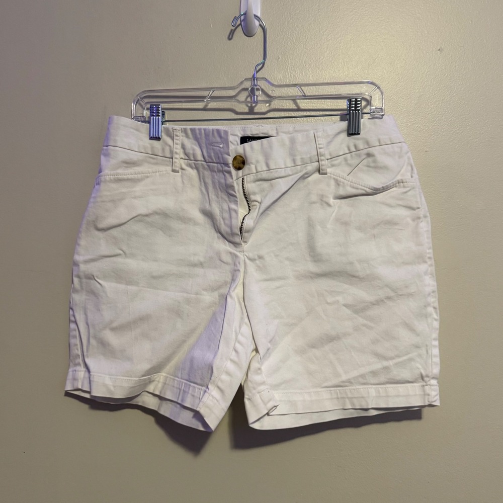 Lands End Womens Mid Rise White Chino Shorts Size 8P 100% Cotton Natural Fibers